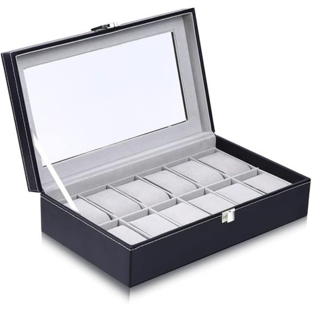 Watch Box Organizer for Men Watch Case Watch Holder - 12 Slot Watch Display
